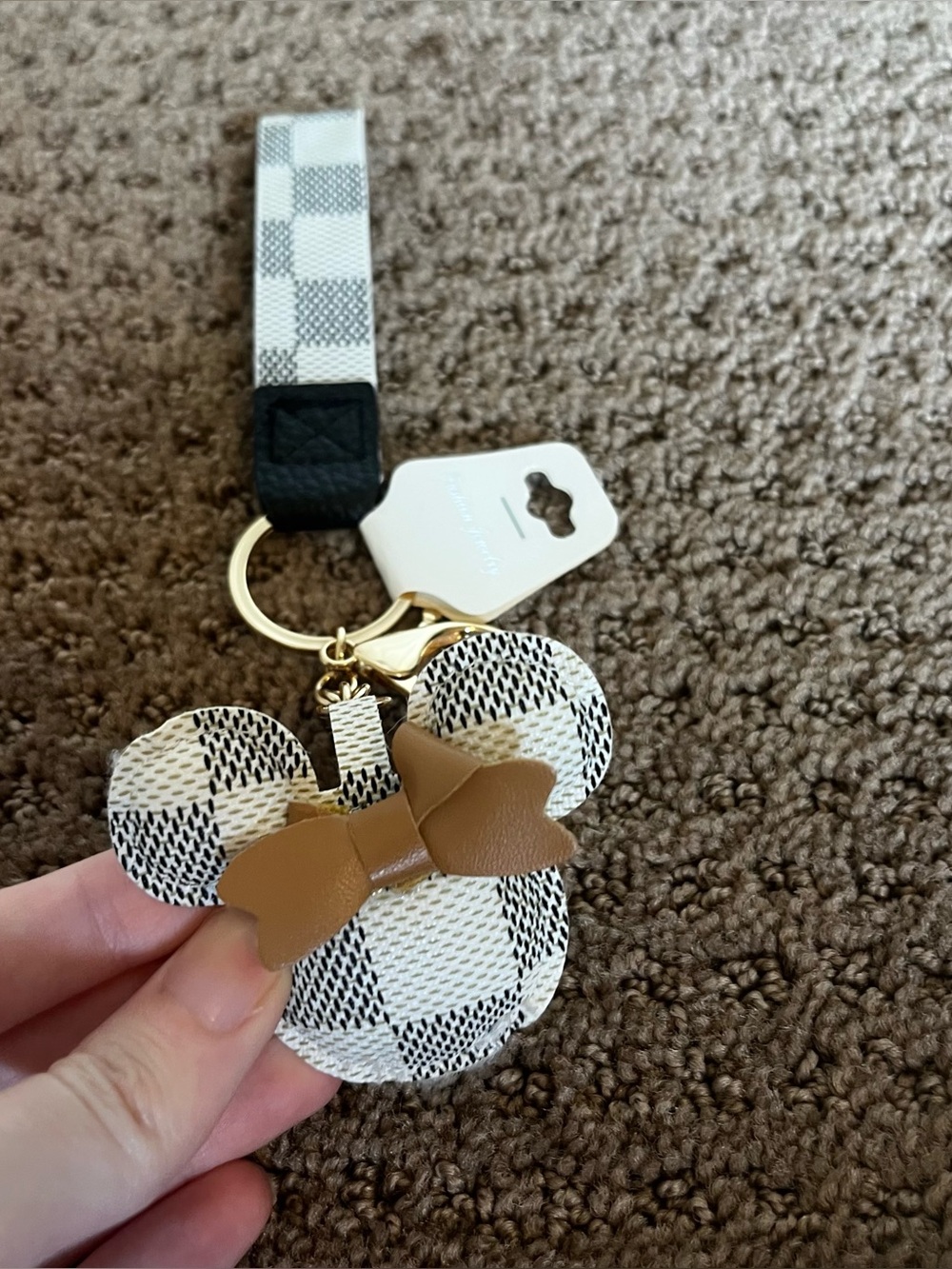 Disney inspired mini mouse ears keychain